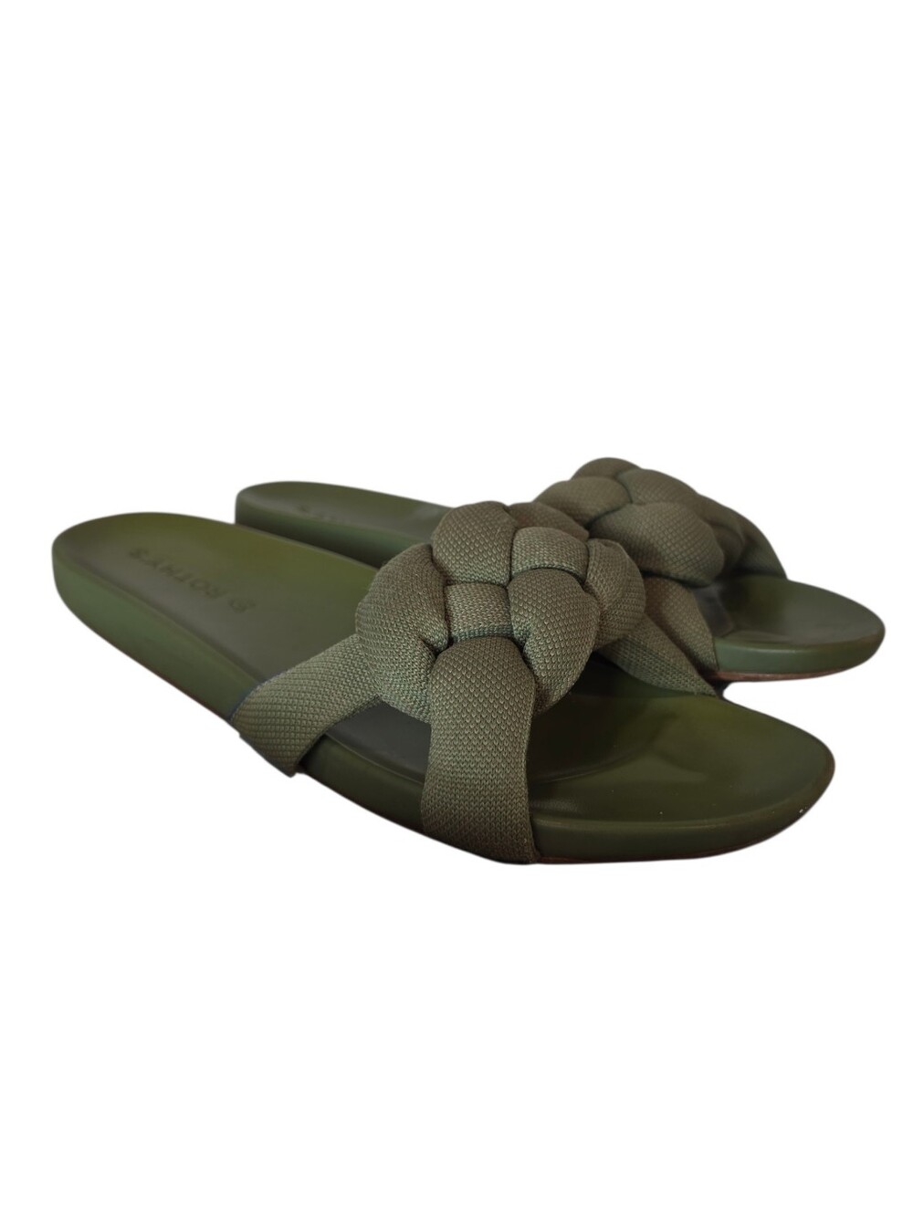 Rothy's Bubble Slide Sandals Size 10 Olive Green Braided